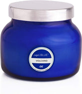 Capri Blue Volcano 8oz signature jar in cobalt blue adds bold room ambiance.