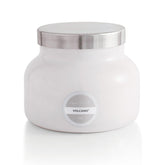 Capri Blue Volcano white jar candle brightens spaces with tropical citrus aroma.