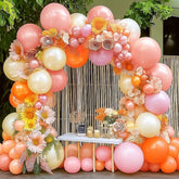 Captank pink orange balloon arch kit enhances birthday party decor