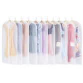 Carbrea 12-pack garment bags for hanging clothes protect outfits in closet while keeping contents visible.