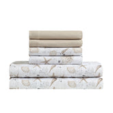 Caribbean Joe 6-piece sheet set with flat sheet showcases tropical coastal design for stylish sleep.