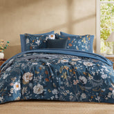 CASAAGUSTO queen comforter blue floral butterfly pattern for all-season warmth