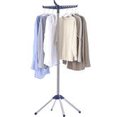 CASAMAYA foldable drying rack assembled in blue-silver finish, ideal for space-saving laundry.