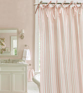 CasaTena pink striped shower curtain 72x72 inches adds soft color and easy care
