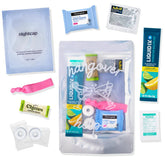 Casey Aileen Hangover Kit opened bag showing party essentials for post-night-out refreshment