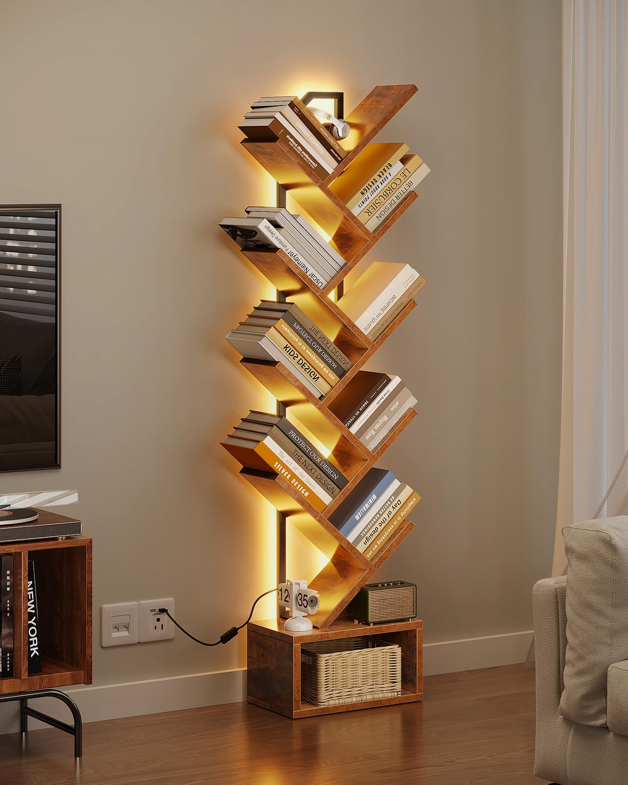Casaottima narrow bookshelf design fits tight corners while organizing essentials