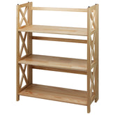 Casual Home Montego 3-Shelf Folding Bookcase shows natural finish and accessible storage.