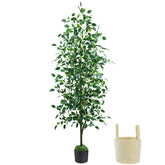 Caxchiling 6ft fake ficus tree with lifelike trunk for indoor decor.