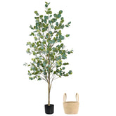 Caxchiling 6ft faux eucalyptus tree with realistic trunk enhances interior decor.