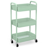 CAXXA 3-tier rolling cart in aqua-green for versatile pantry and supplies storage