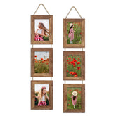 ccdcc rustic wood collage frame with three openings hanging from hemp rope for wall decor