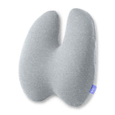 CC Cushion Lab lumbar pillow close-up shows Hyperfoam for steady back support.