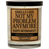 CEDAR CRATE MARKET vanilla sandalwood candle in a USA-made jar for long-lasting retirement ambiance