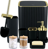 CedarShin 9pc bathroom set in black for a cohesive, organized vanity.