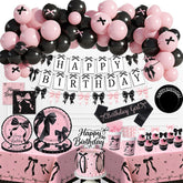 CelebSpark pink and black bow banner for festive party decor