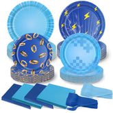 CENLBJ hedgehog party plates 9-inch with gaming design, ideal for birthday celebrations