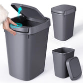 CEROELDA 3-pack trash can with press-top lid for easy waste disposal.