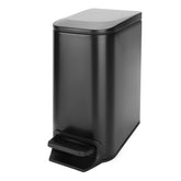 Cesun matte black bathroom trash can with soft-close lid for quiet operation.