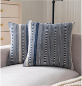 Cethom Boho Pillow Cover with navy stripe enhances sofa styling.