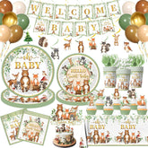 Cextoga woodland baby shower banner enhances the forest theme and welcoming mood.