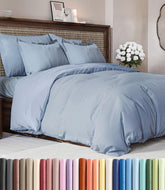 CGK Unlimited duvet cover Queen 90x90 inches in heathered blue, ultra soft.