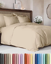 CGK Unlimited duvet cover queen cream front view highlights plush softness for restful sleep
