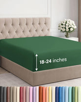 CGK Unlimited emerald green extra-deep king fitted sheet on a bed for secure fit