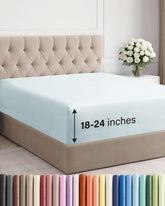 CGK Unlimited extra-deep king fitted sheet on bed showing secure elastic edges.