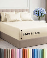 CGK Unlimited extra deep king fitted sheet on a tall mattress showing secure fit.