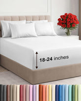 CGK Unlimited extra-deep queen fitted sheet secures very tall mattresses with strong elastic.