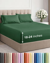 CGK Unlimited extra-deep queen flat sheet on a bed provides smooth coverage for thick mattresses.