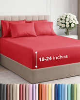 CGK Unlimited extra deep queen sheet set with secure fit on tall mattresses.