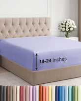 CGK Unlimited lavender king fitted sheet pocket closeup for secure fit.