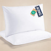 CGK Linens Ultra Thin Flat Pillows king-size set, top view, lightweight comfort for back and stomach sleepers.