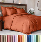 CGK Unlimited terracotta duvet cover queen 90x90 close-up shows ultra-soft fabric