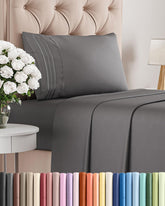CGK Unlimited Twin Size 3 Piece Sheet Set dark grey overview – hotel-soft comfort.