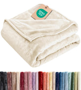 CGK Unlimited ultra-soft fleece blanket queen on bed for luxurious warmth and style.