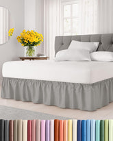 CGK Unlimited wrap-around bed skirt light grey for king beds with 12-inch drop adds a clean, tailored look