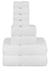 Chakir Turkish Linens white 8-piece towel set shown for luxurious bath-time comfort and daily use.