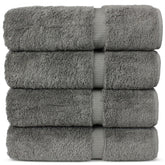 Chakir Turkish Linens bath towels 27x54 in gray in a cozy bathroom setup for daily luxury.