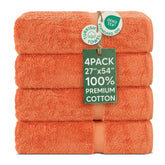 Chakir Turkish Linens coral 4pc bath towels set with plush absorbency.