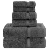 Chakir Turkish Linens dark gray 6-piece towel set bath towels; plush and highly absorbent for daily use.