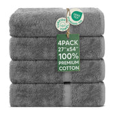 Chakir Turkish Linens gray 4-piece bath towels provide spa-like daily comfort.