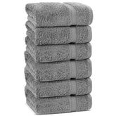 Chakir Turkish Linens gray hand towels folded for everyday use with plush softness.