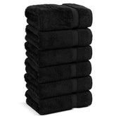 Chakir Turkish Linens hand towels in black, close-up showing plush cotton texture.
