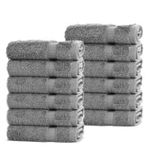 Chakir Turkish Linens washcloth gray closeup shows soft texture and premium cotton.
