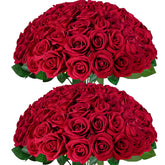Cherica 50Pcs red artificial roses bouquet with detachable blooms for versatile decor.