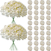 Cherica 65Pcs champagne hydrangea artificial flowers bulk with heads and stems for lasting arrangements