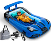 CHERIMOR inflatable toddler bed shown with carry bag for easy travel and storage
