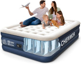 CHERIMOR Queen air mattress with built-in pump shows quick setup for guests